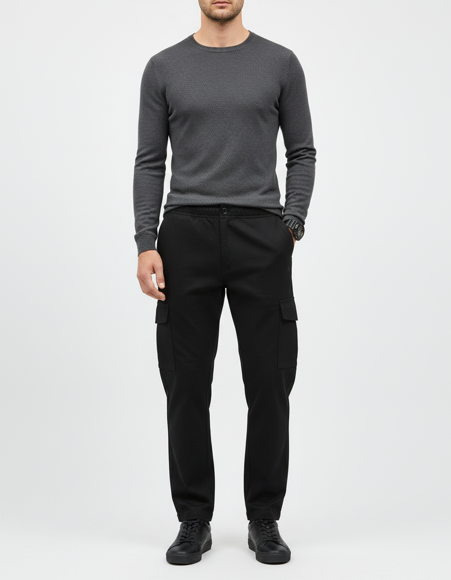 Pantalons Cargo Noir Homme - Polyester