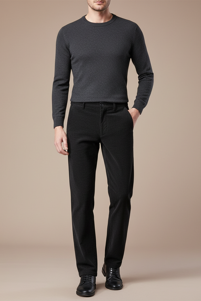 Pantalon Velours Homme Noir - Cordé
