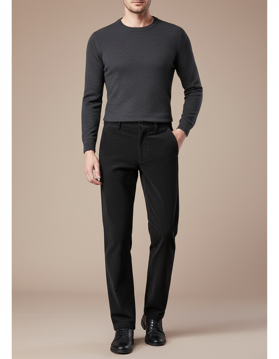 Pantalon Velours Homme Noir - Cordé