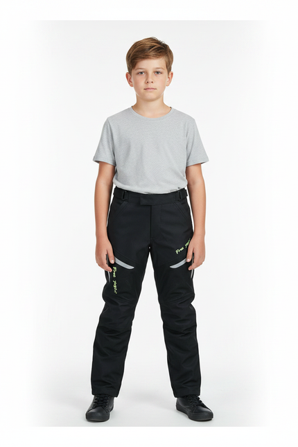 Pantalon Noir Moto Enfant Réfléchissant Imperméable Thermique - Polyester