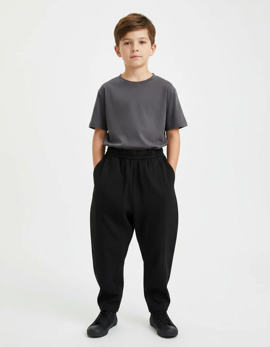 Pantalon Noir Ample Garçon Décontracté Confortable - Molleton