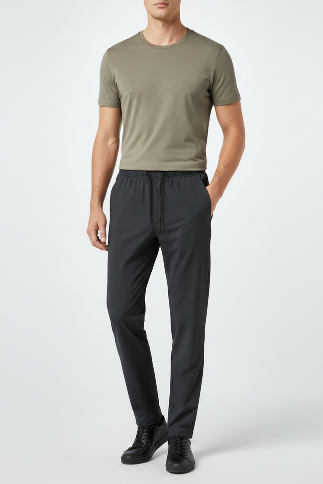 Pantalon Noir Léger Respirant Extensible Décontracté Homme - Polyester