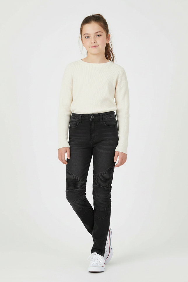 Pantalon Noir Moto Slim Fit Femme - Jean