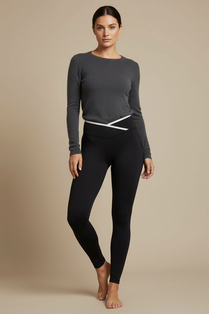 Pantalon Noir Extensible Taille Haute Sport Yoga - Polyester