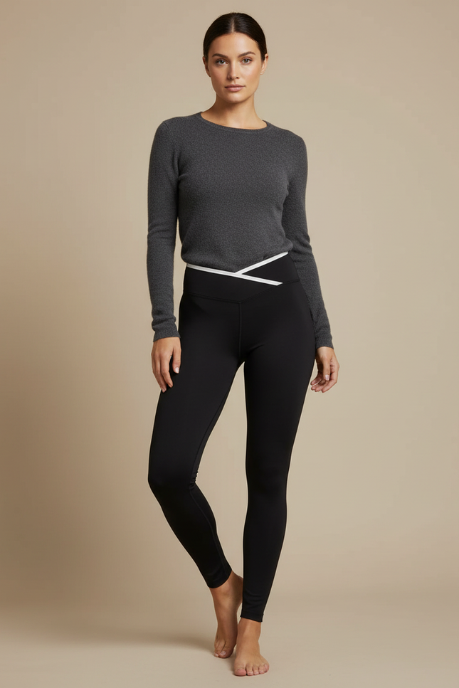 Pantalon Noir Extensible Taille Haute Sport Yoga - Polyester