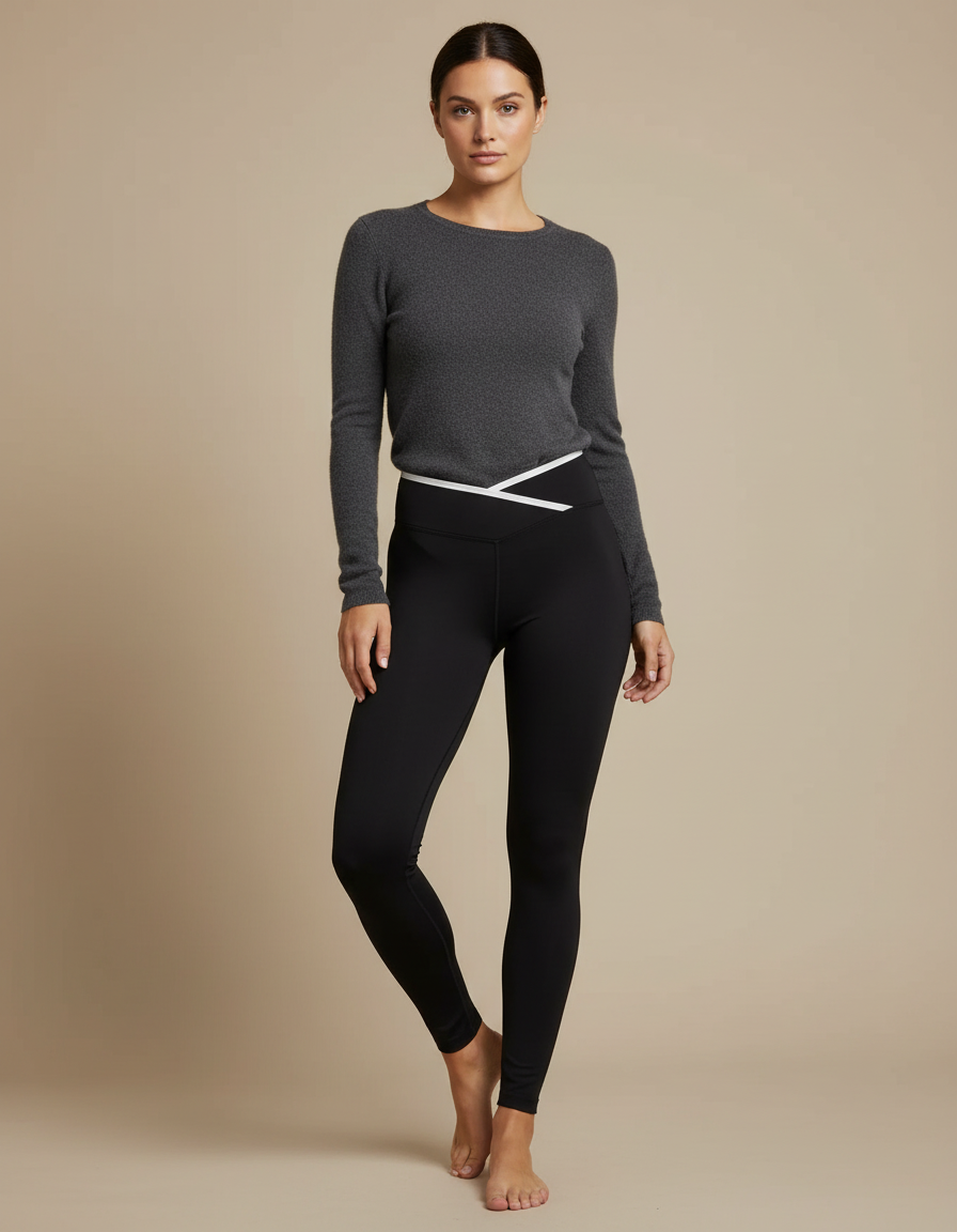 Pantalon Noir Extensible Taille Haute Sport Yoga - Polyester