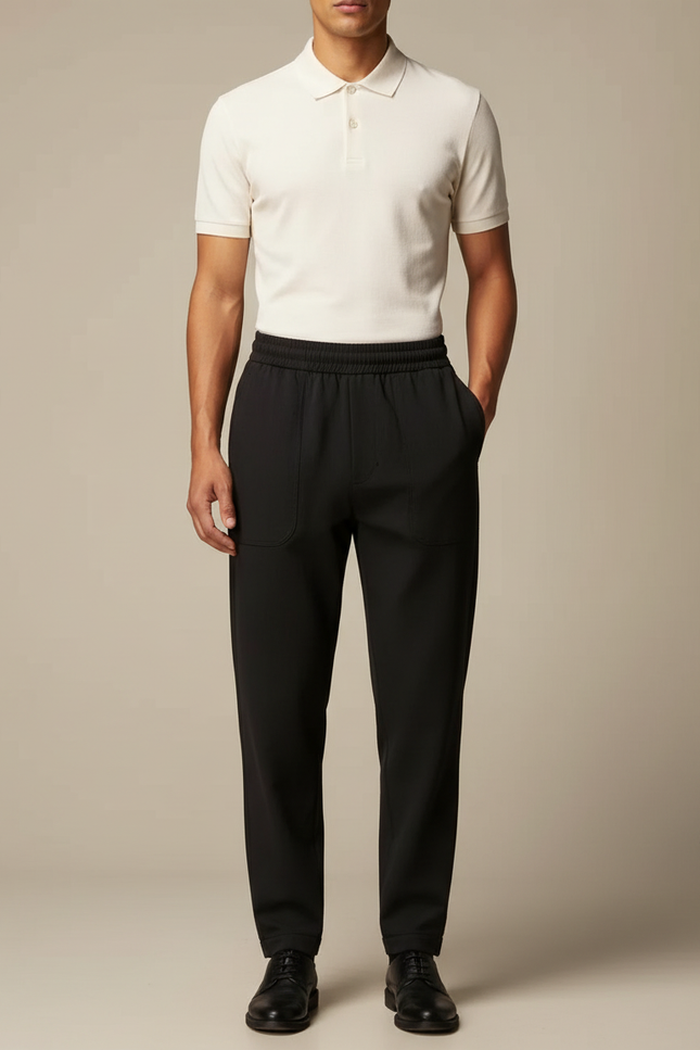 Pantalon Noir Fluide Décontracté Coton Homme - Polyester