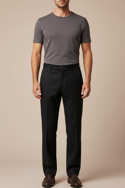 Pantalon Noir Coupe Droite - Gabardine
