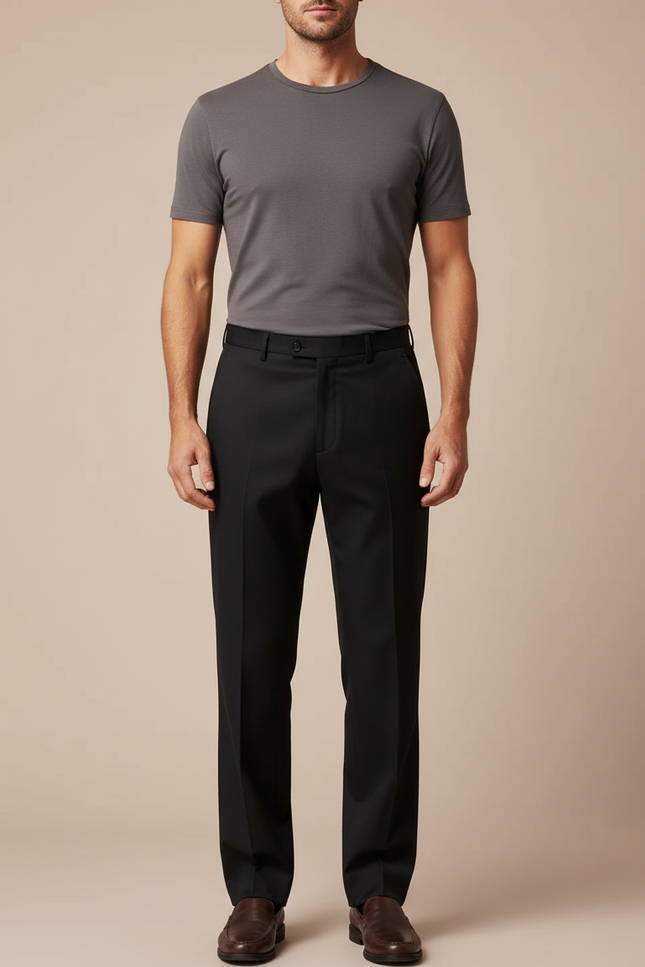 Pantalon Noir Coupe Droite - Gabardine