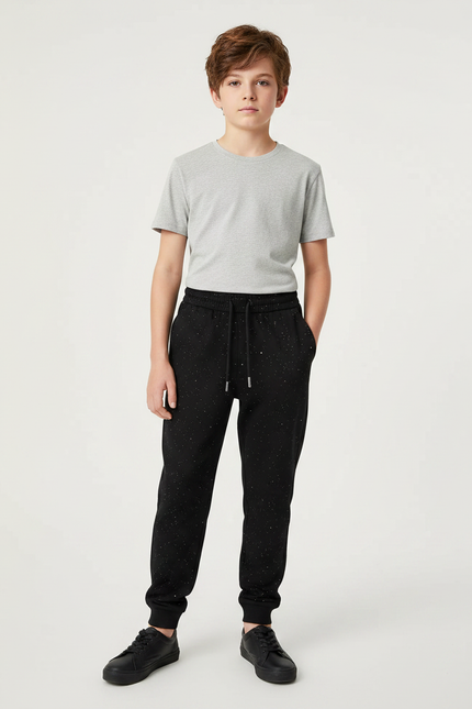 Pantalon Noir Scintillant - Molleton