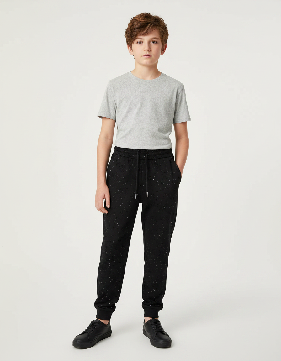 Pantalon Noir Scintillant - Molleton