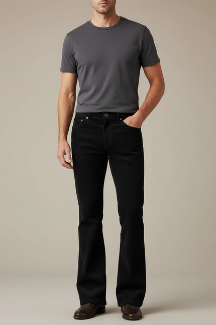 Pantalon Noir Bootcut Homme - Cordé