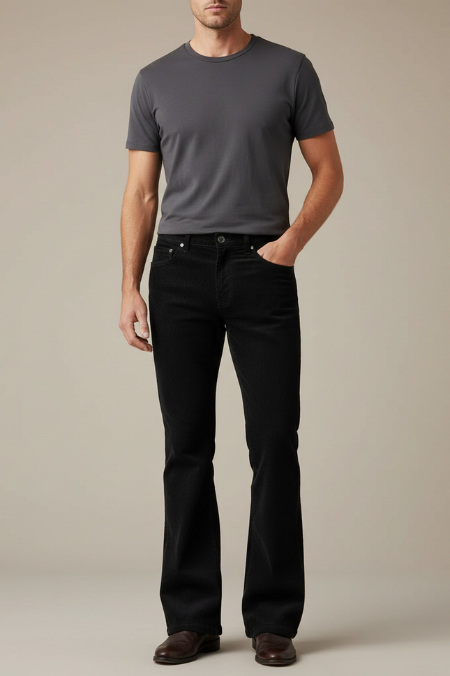 Pantalon Noir Bootcut Homme - Cordé