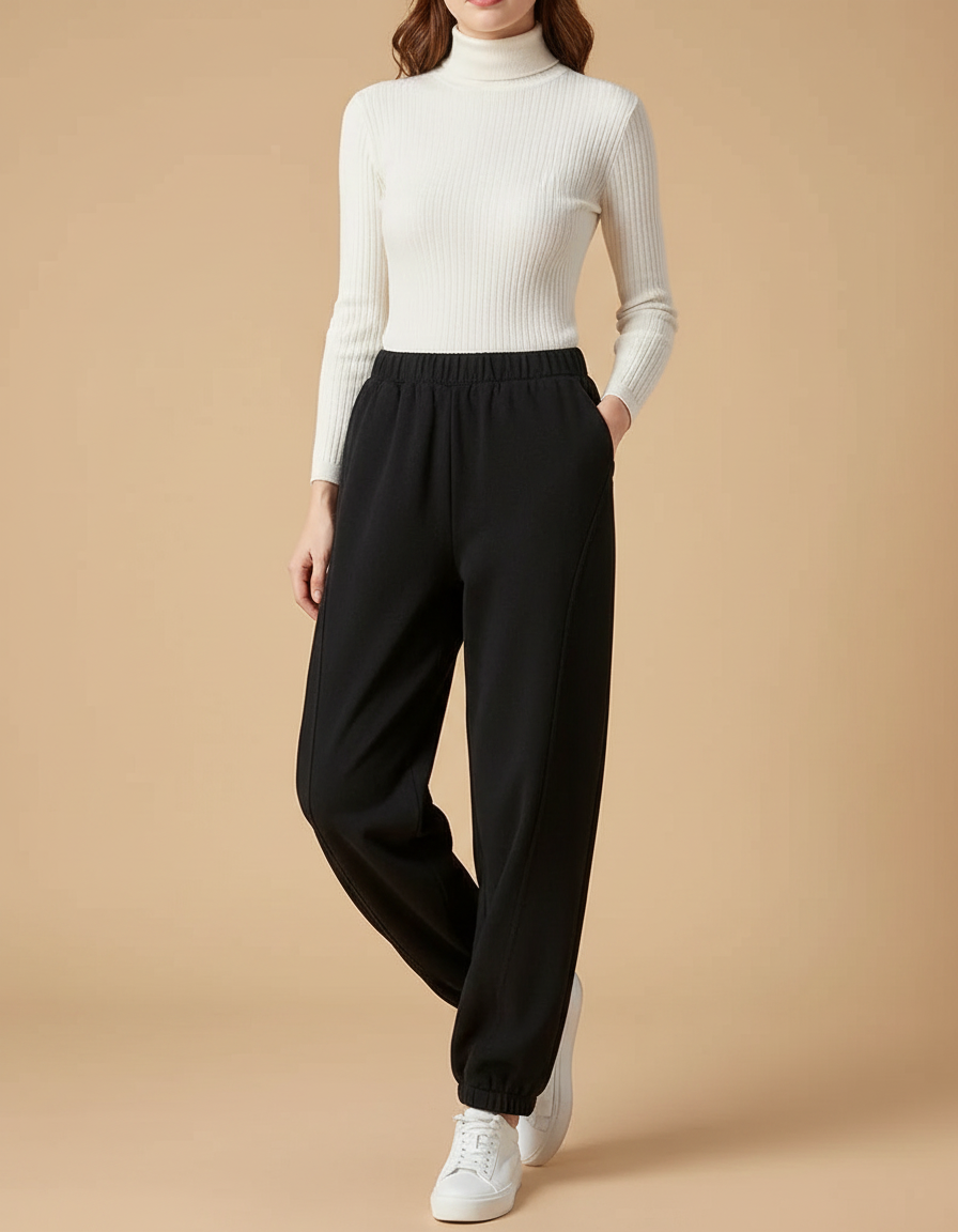 Pantalon Baggy Femme Noir - Molleton
