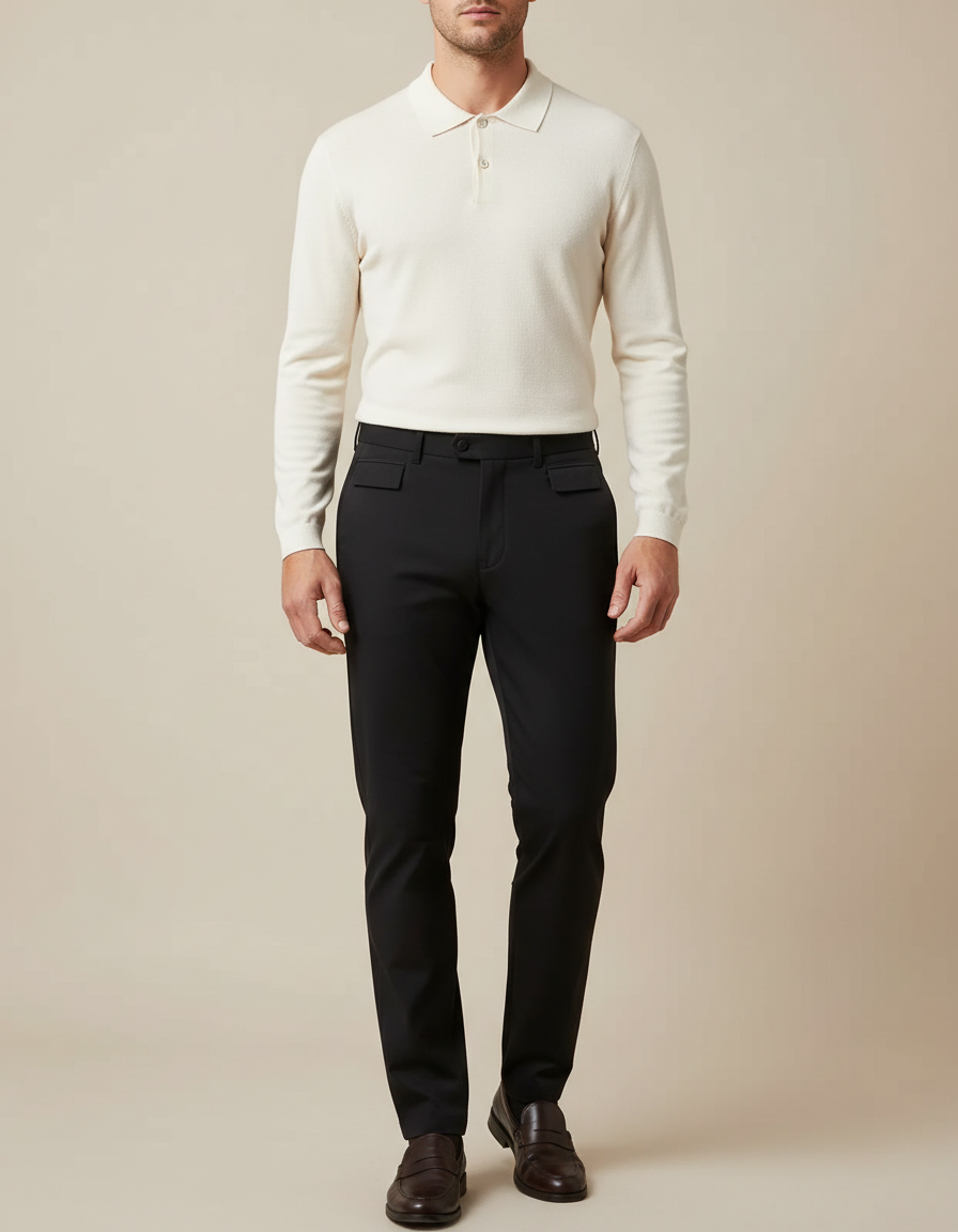 Pantalon Tailleur Noir Homme - Gabardine