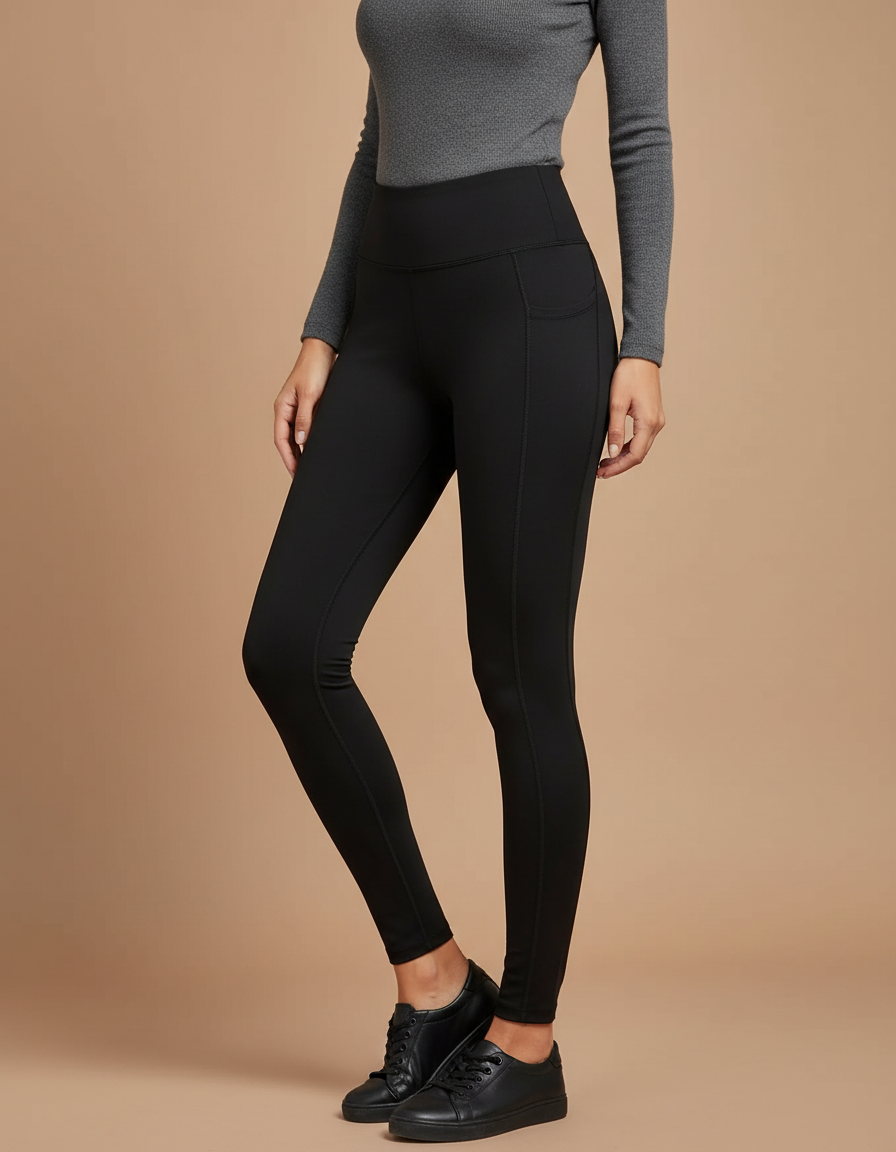 Pantalon Noir Legging Sport Femme Taille Haute - Polyester