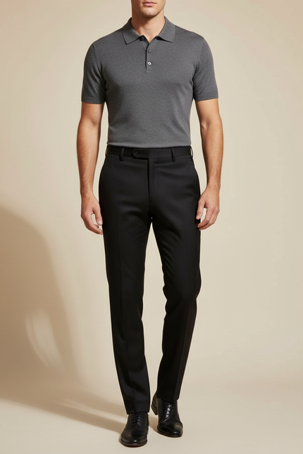 Pantalon Noir Homme Habillé Slim Élégant Formel - Gabardine
