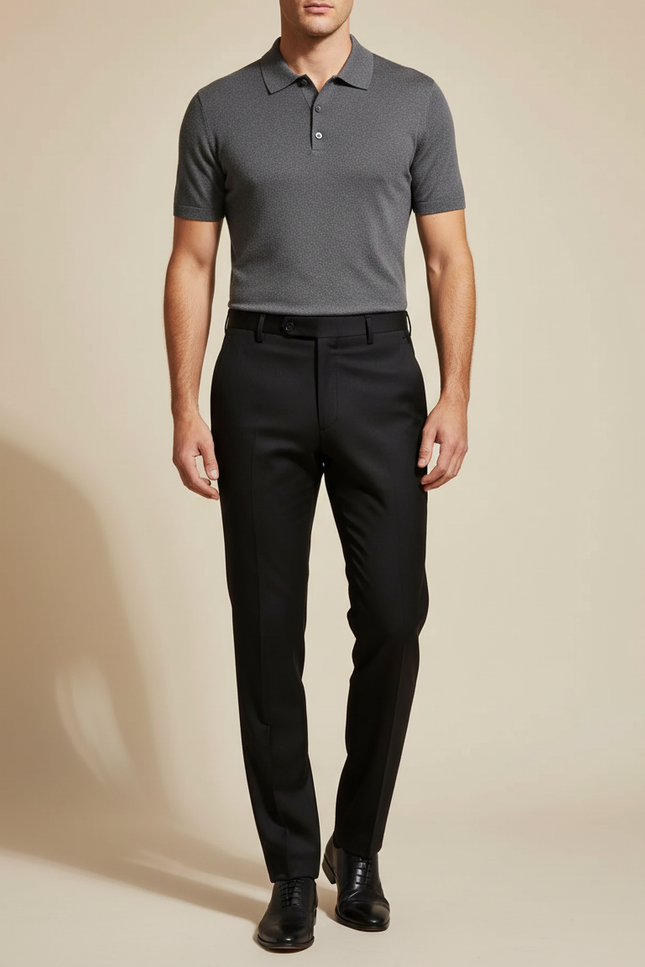 Pantalon Noir Homme Habillé Slim Élégant Formel - Gabardine