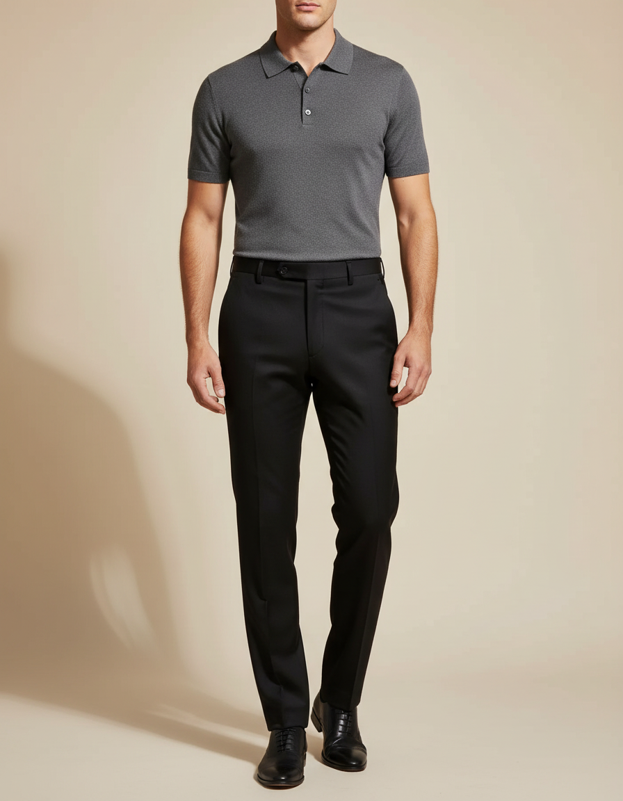 Pantalon Noir Homme Habillé Slim Élégant Formel - Gabardine