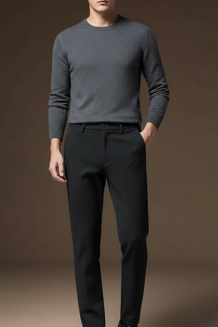 Pantalon Noir Homme Slim Droit Élégant Classique - Gabardine