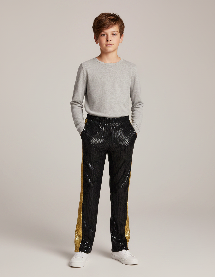 Pantalon Noir A Paillette - Polyester