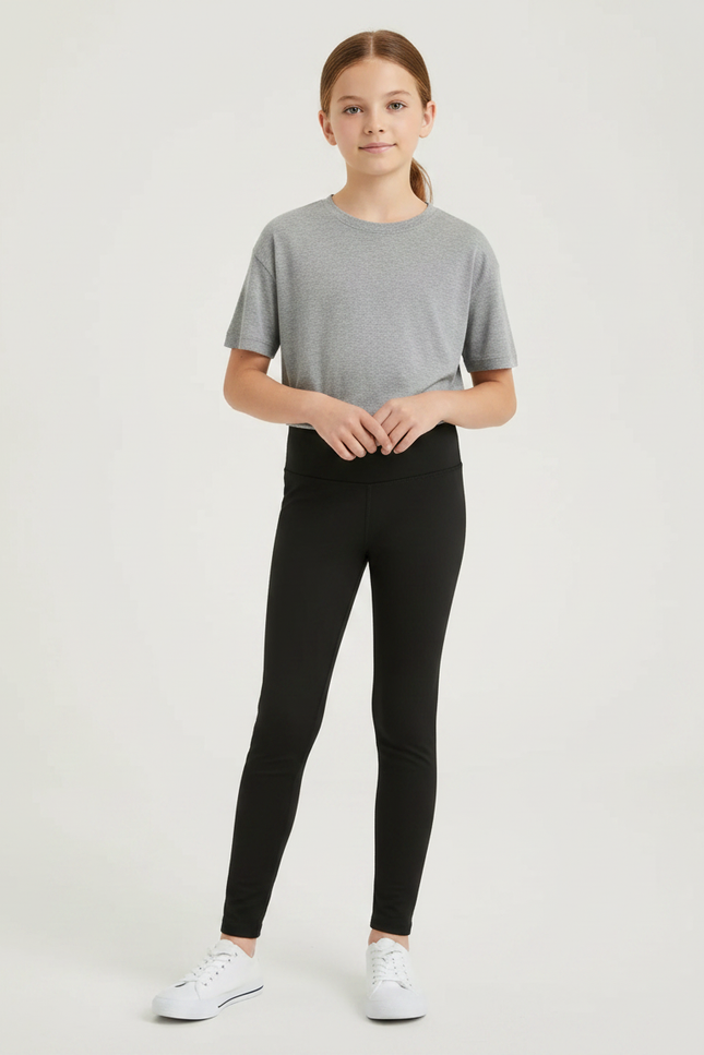 Pantalon Noir Fille Confortable Extensible Sportif Hiver - Polyester