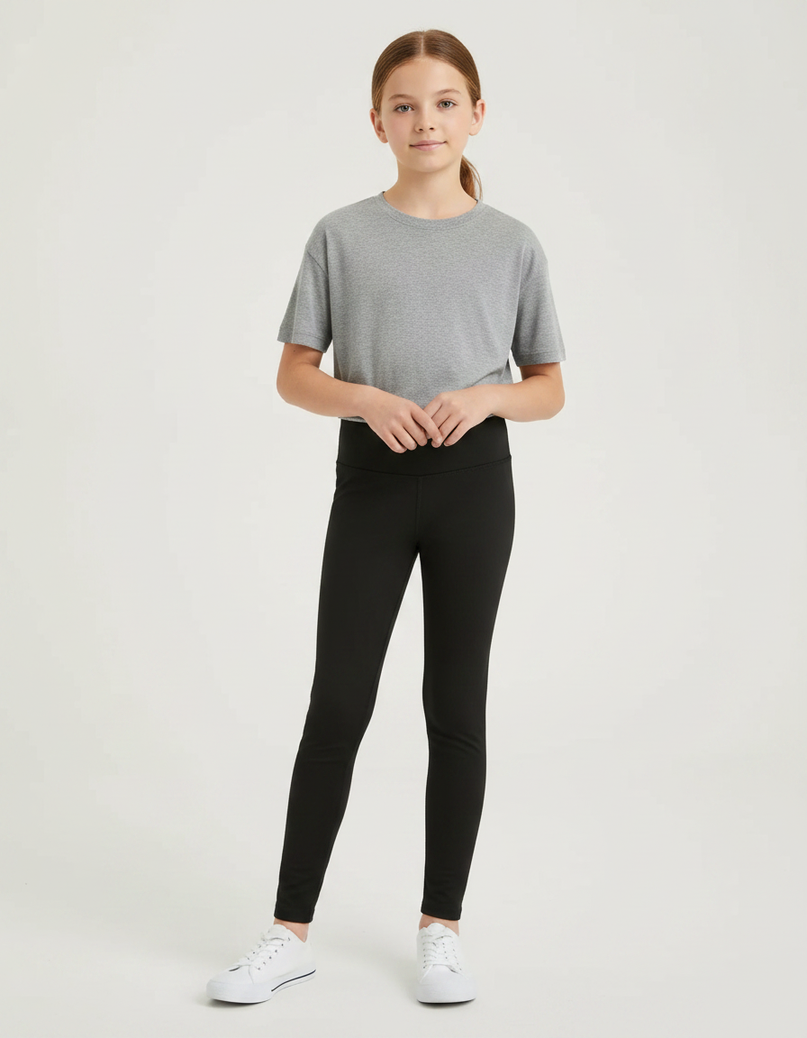 Pantalon Noir Fille Confortable Extensible Sportif Hiver - Polyester