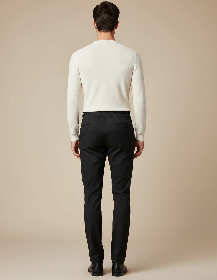 Pantalon Noir Stretch - Polyester - vue 2