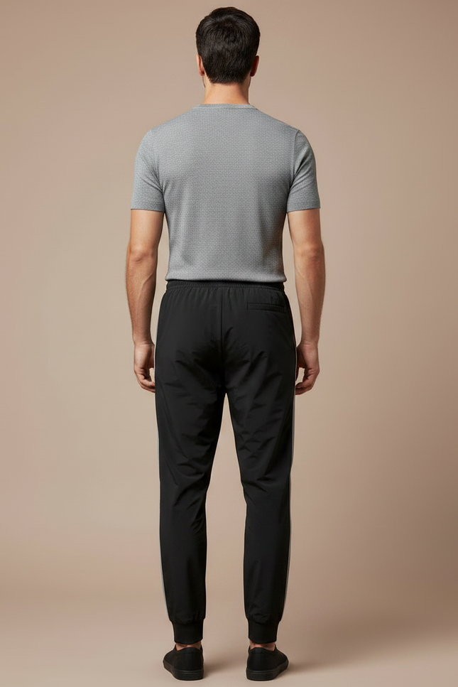 Pantalon Noir Sport Jogging Cordon Respirant Homme - Polyester - vue 2