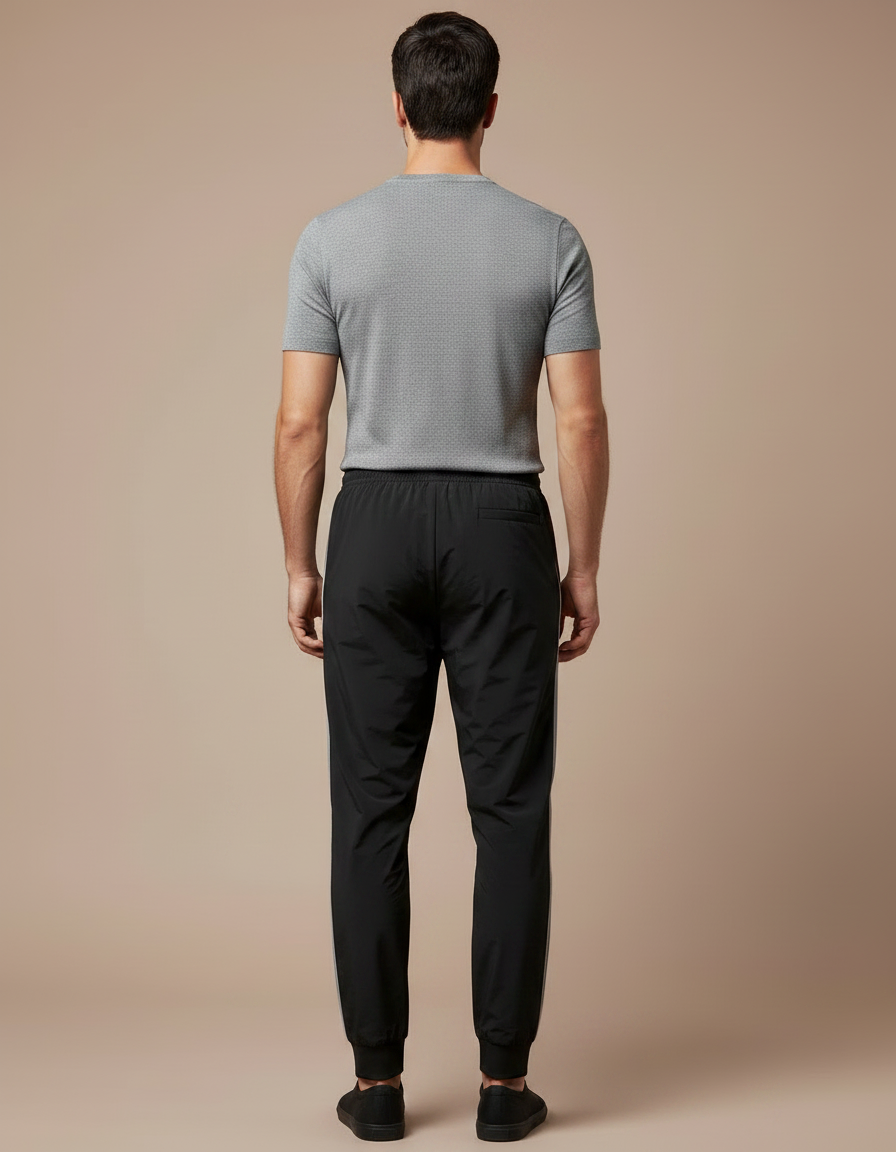 Pantalon Noir Sport Jogging Cordon Respirant Homme - Polyester - vue 2