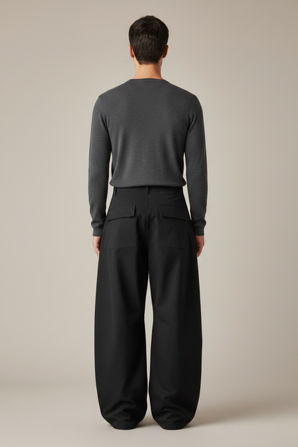 Pantalon Noir Ample Cargo Zips Homme Décontracté - Gabardine - vue 2