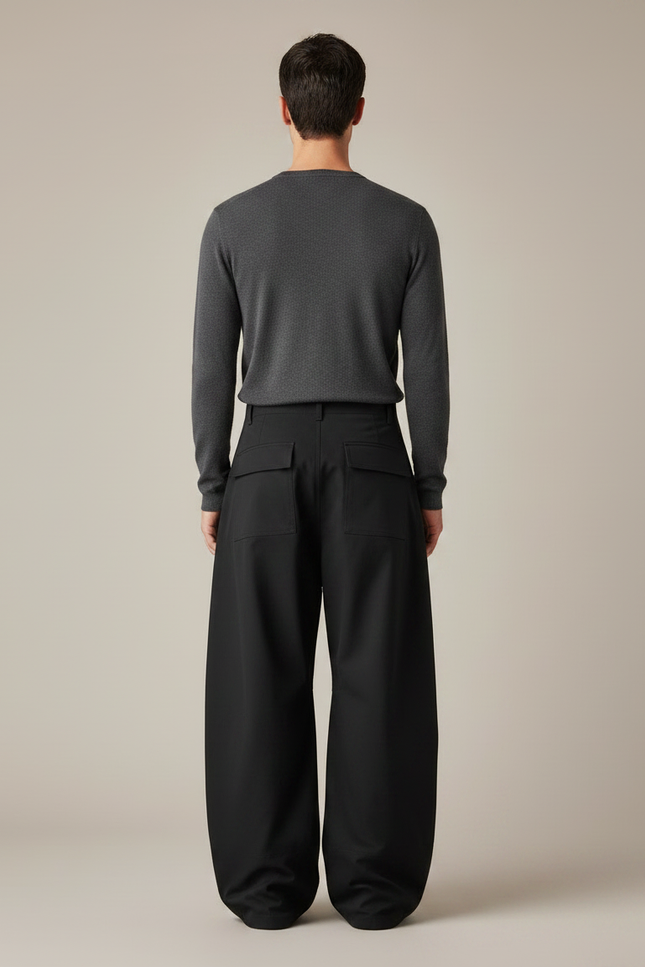 Pantalon Noir Ample Cargo Zips Homme Décontracté - Gabardine - vue 2