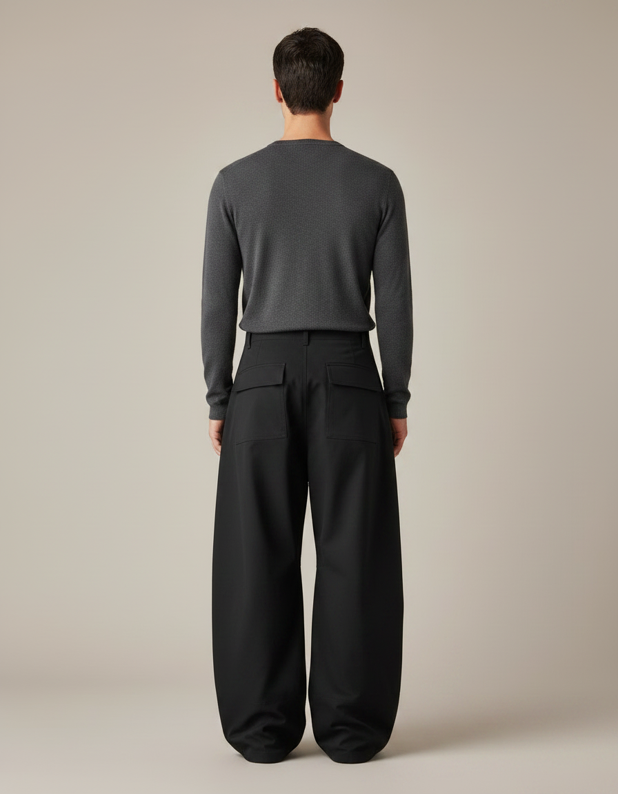 Pantalon Noir Ample Cargo Zips Homme Décontracté - Gabardine - vue 2