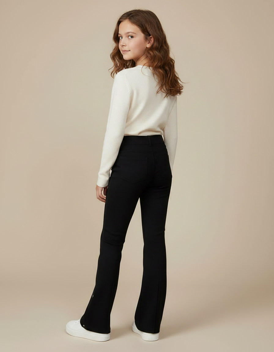 Pantalon Noir Évasé Étoiles Strass Fille - Molleton - vue 2