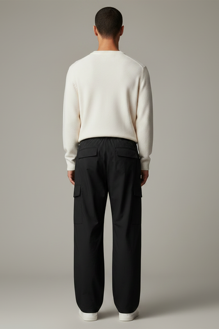 Pantalon Noir Cargo Ample Décontracté Homme Lâche - Polyester - vue 2