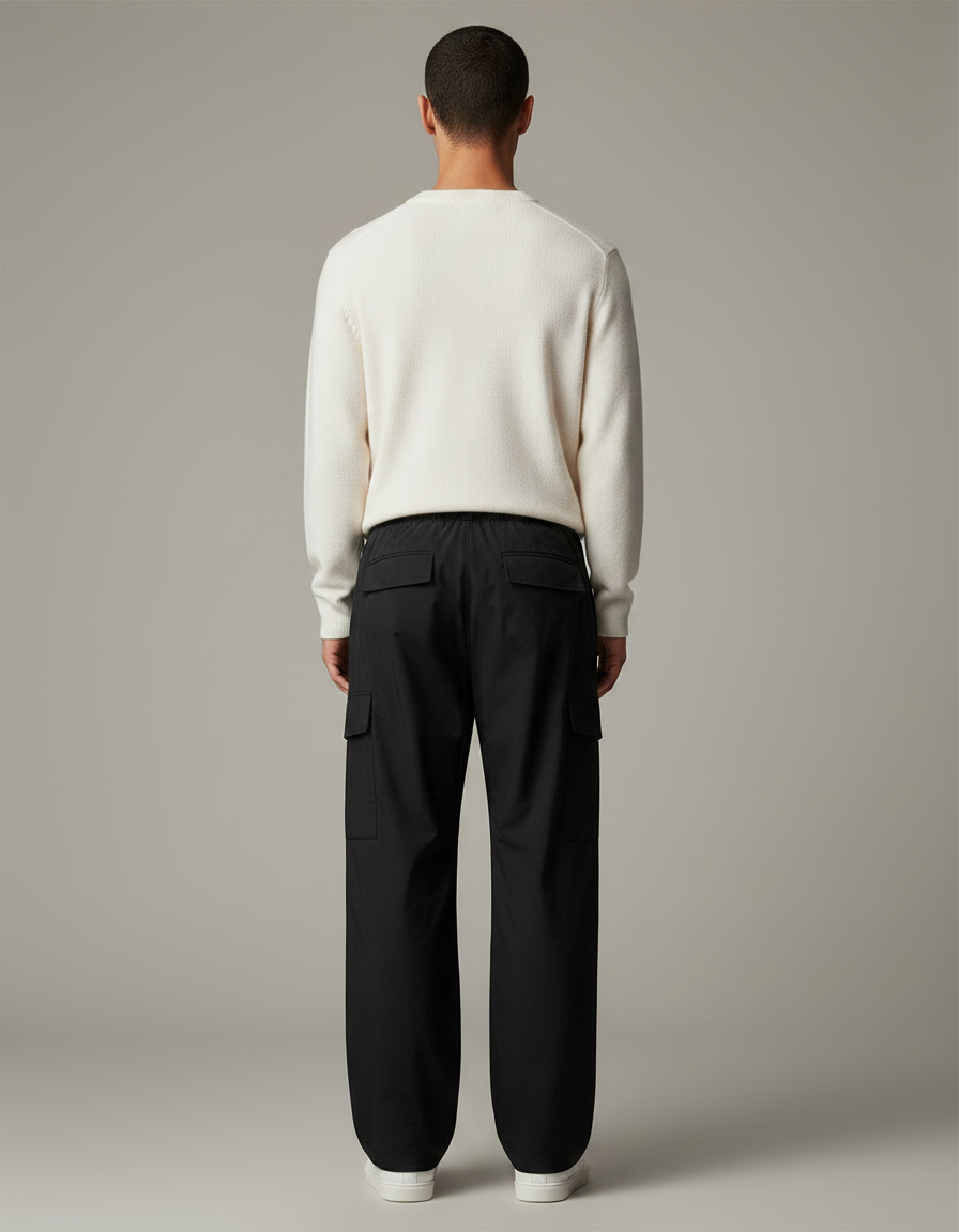 Pantalon Noir Cargo Ample Décontracté Homme Lâche - Polyester - vue 2