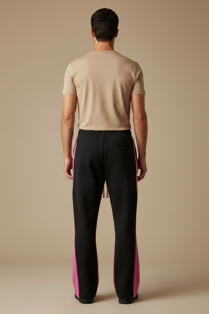 Pantalon Noir Évasé Imprimé Flammes Streetwear Hip Hop - Molleton - vue 2