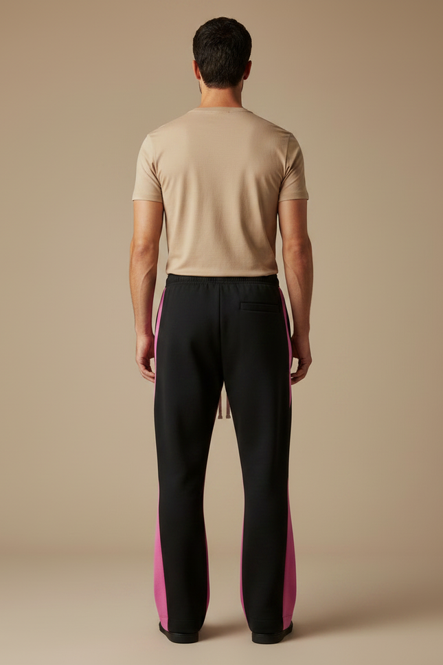 Pantalon Noir Évasé Imprimé Flammes Streetwear Hip Hop - Molleton - vue 2