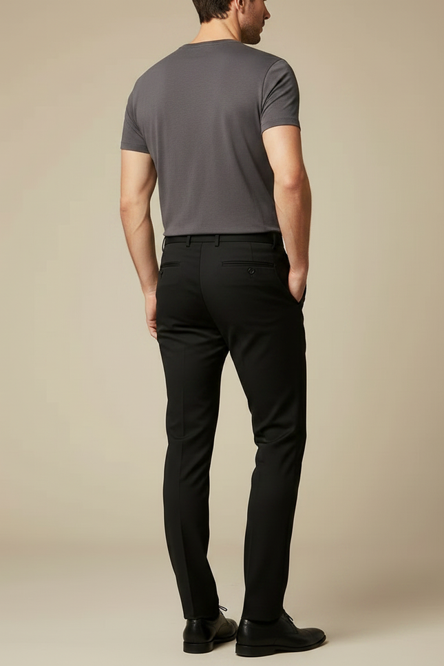 Pantalon Noir Homme Droit Élégant Classique Habillé - Gabardine - vue 2
