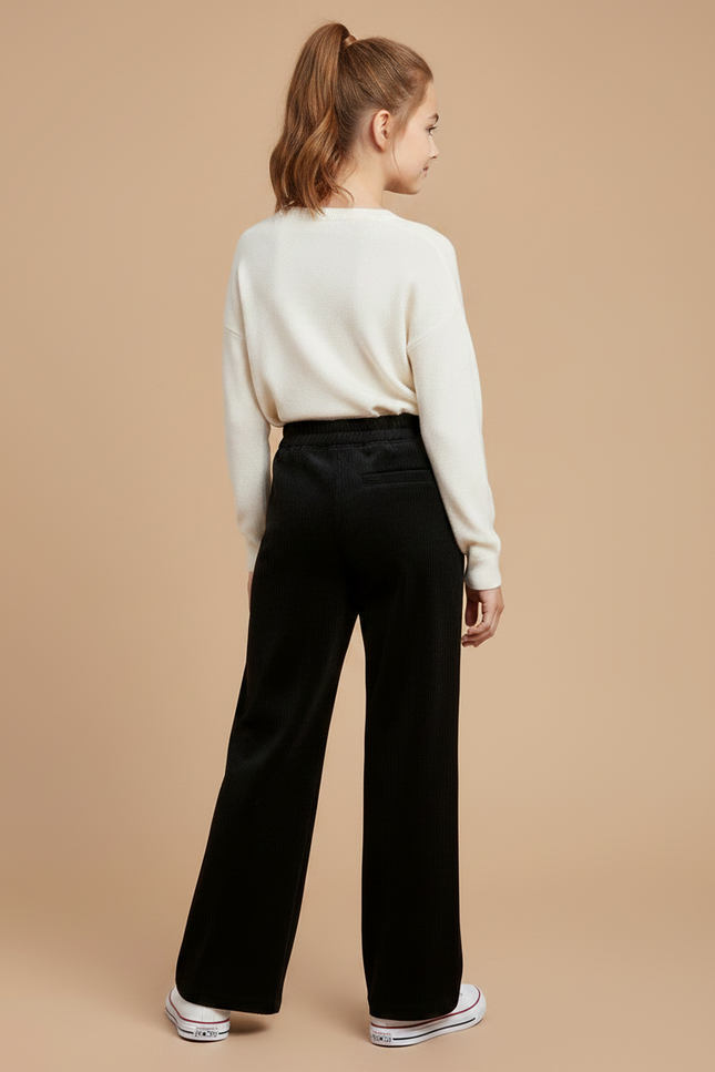 Pantalon En Velours Noir - Cordé - vue 2