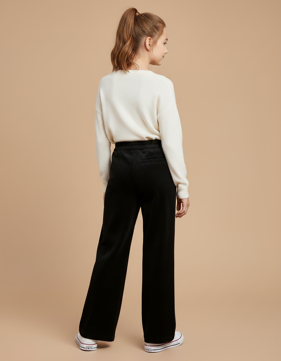 Pantalon En Velours Noir - Cordé - vue 2