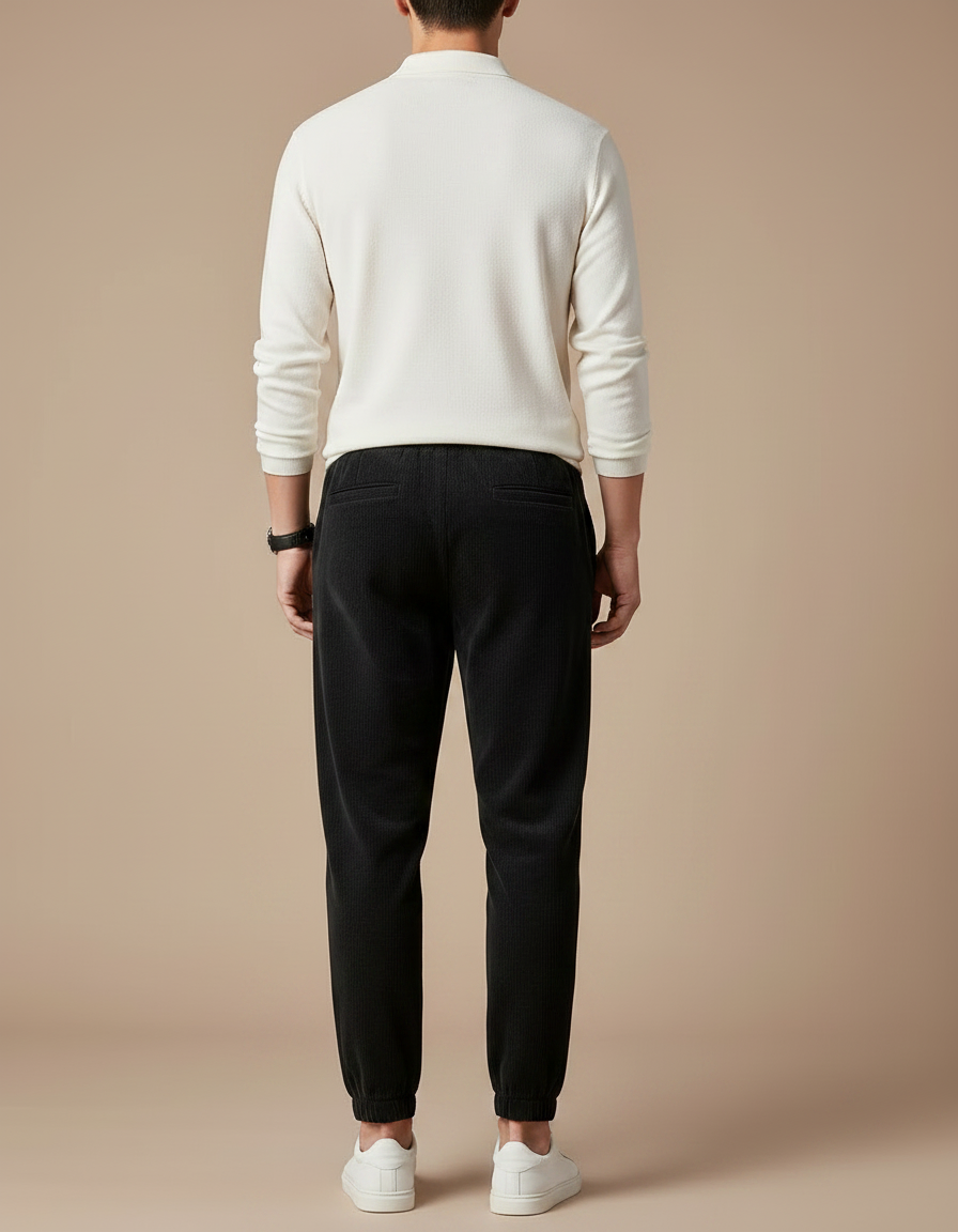 Pantalon Noir Côtelé Décontracté Homme Sport - Cordé - vue 2