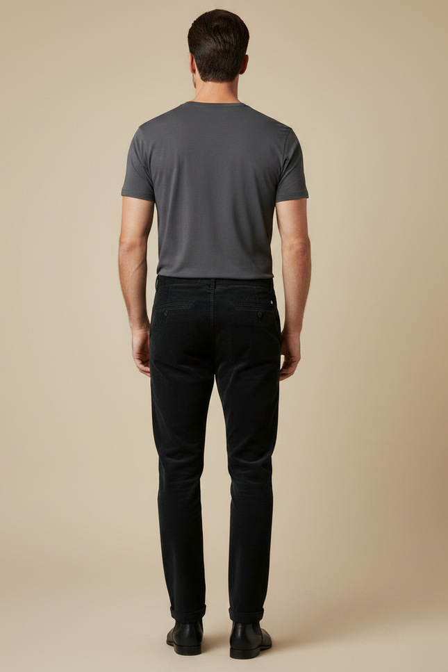 Pantalon Noir Homme Velours Côtelé Décontracté Droit - Cordé - vue 2