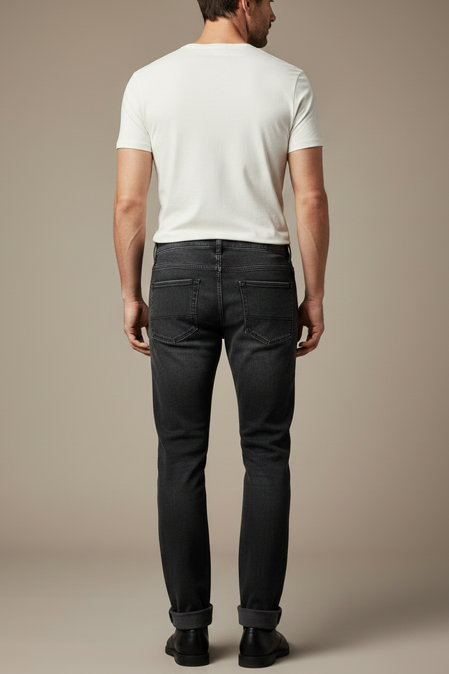 Pantalon Noir Droit Stretch Denim Homme - Jean - vue 2