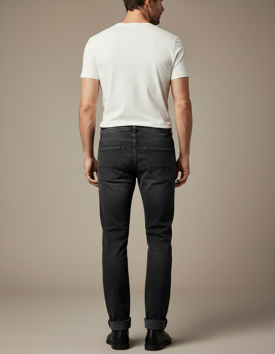 Pantalon Noir Droit Stretch Denim Homme - Jean - vue 2