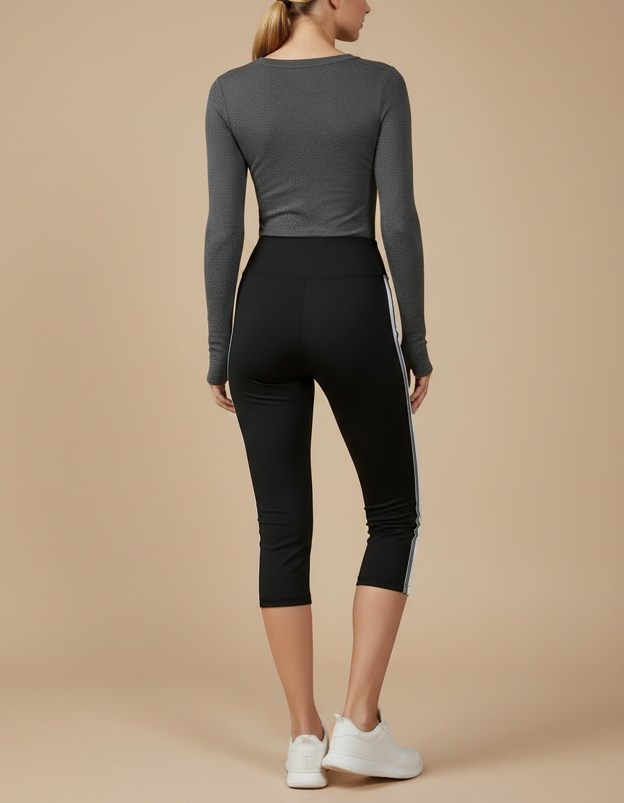 Pantalon Noir Capri Yoga Fitness Sport Femme - Polyester - vue 2