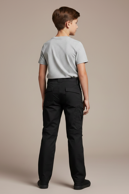 Pantalon Noir Cargo Enfant Multi-poches Robuste - Toile - vue 2
