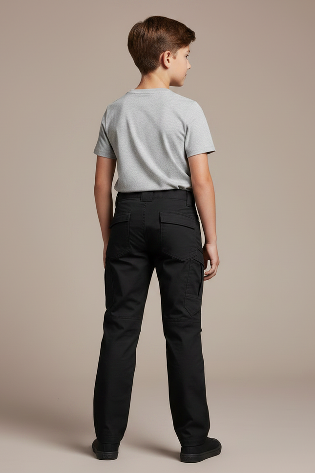 Pantalon Noir Cargo Enfant Multi-poches Robuste - Toile - vue 2