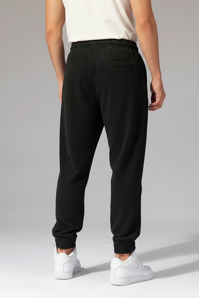 Pantalon Noir Rayé Homme - Cordé - vue 2