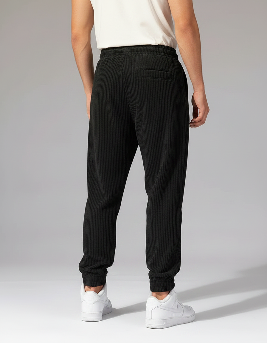 Pantalon Noir Rayé Homme - Cordé - vue 2